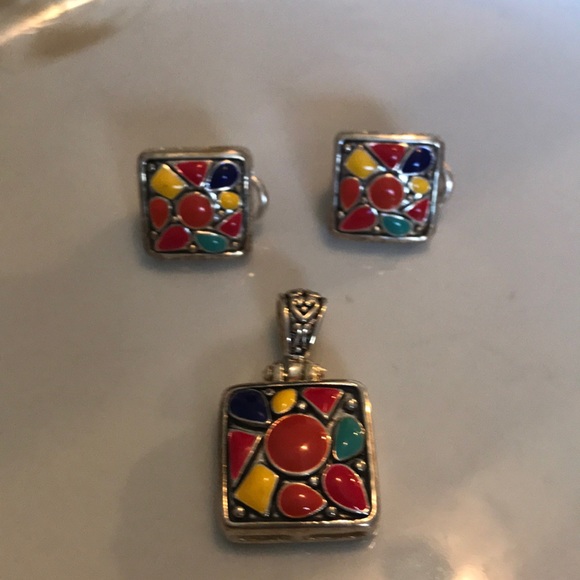 Vintage MX Mexico silver plated earrings pendant - Picture 1 of 6